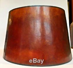 Vintage Arts & Crafts Amber MICA Large Drum Lampshade Lamp Shade EXC Condition