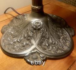 Vintage Arts & Crafts Reverse Painted Glass Lamp Pairpoint Handel Pittsburgh Era