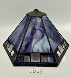 Vintage Arts & Crafts Style Hexagonal Purple Slag Stained Glass Lamp Shade 13.25