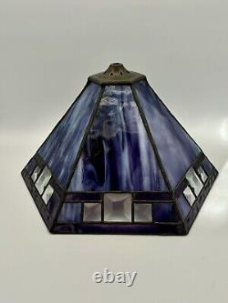 Vintage Arts & Crafts Style Hexagonal Purple Slag Stained Glass Lamp Shade 13.25