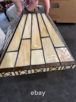 Vintage Arts & Crafts Style Leaded Glass Pyramid Lamp Shade