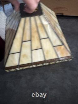 Vintage Arts & Crafts Style Leaded Glass Pyramid Lamp Shade