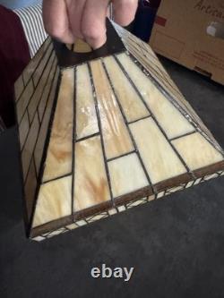 Vintage Arts & Crafts Style Leaded Glass Pyramid Lamp Shade