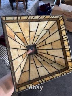 Vintage Arts & Crafts Style Leaded Glass Pyramid Lamp Shade