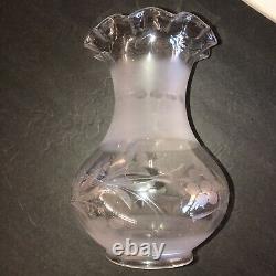 Vintage Astral early wheel cut Grape Blown glass Lamp Shade Oregon Shape Chimney