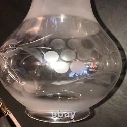 Vintage Astral early wheel cut Grape Blown glass Lamp Shade Oregon Shape Chimney
