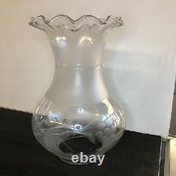 Vintage Astral early wheel cut Grape Blown glass Lamp Shade Oregon Shape Chimney