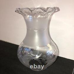 Vintage Astral early wheel cut Grape Blown glass Lamp Shade Oregon Shape Chimney