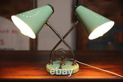 Vintage Atomic Light Lamp Mid century Avocado Green desk lamp double shade