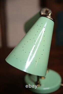 Vintage Atomic Light Lamp Mid century Avocado Green desk lamp double shade