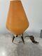 Vintage Atomic Mid Century Modern Beehive Tripod Table Lamp, Orange Shade