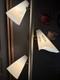 Vintage Atomic Mid Century Tension Pole Lamp Plastic White And Gold Shades