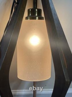 Vintage Authentic MCM Hanging Teak Lamp Mid Century Modern Atomic 28