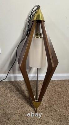 Vintage Authentic MCM Hanging Teak Lamp Mid Century Modern Atomic 28