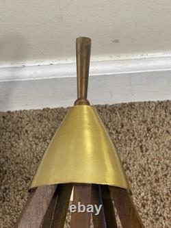 Vintage Authentic MCM Hanging Teak Lamp Mid Century Modern Atomic 28