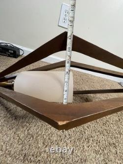 Vintage Authentic MCM Hanging Teak Lamp Mid Century Modern Atomic 28
