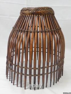 Vintage Bamboo Split Reed Woven Tropical Lamp Shade