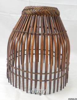 Vintage Bamboo Split Reed Woven Tropical Lamp Shade