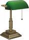 Vintage Bankers Desk Lamp With Green Glass Shade Student Antique Piano Table Light