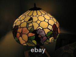 Vintage Beautiful 19 Stained Leaded Glass Lamp Shade