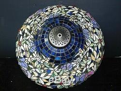 Vintage Beautiful Tiffany Style Stained Glass Lamp Shade 20 Diameter