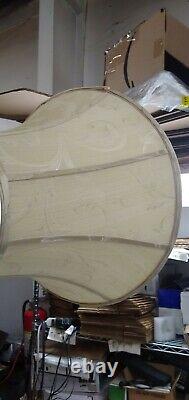 Vintage Bell Shaped Lamp Shade Ivory Fabric Approx 13 Tall & 18 Diameter MT
