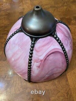 Vintage Bent Pink Slag Glass 6 Panel Lamp Shade Victorian/Art Deco/Tiffany Style