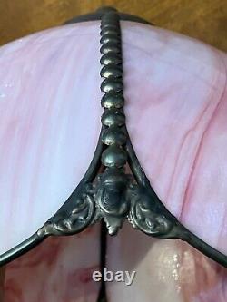 Vintage Bent Pink Slag Glass 6 Panel Lamp Shade Victorian/Art Deco/Tiffany Style