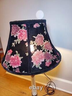 Vintage Black Floral Lamp Shade With Vintage Lamp