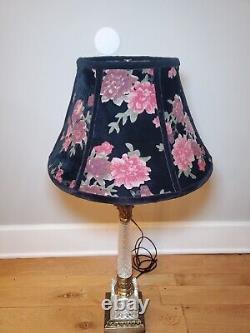 Vintage Black Floral Lamp Shade With Vintage Lamp