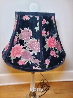 Vintage Black Floral Lamp Shade With Vintage Lamp