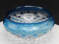 Vintage Blue Crystal Glass Lamp Shade Diamants Pierreries Baccarat