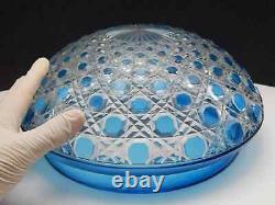 Vintage Blue Crystal Glass Lamp Shade Diamants Pierreries Baccarat