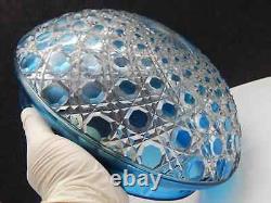 Vintage Blue Crystal Glass Lamp Shade Diamants Pierreries Baccarat