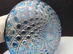 Vintage Blue Crystal Glass Lamp Shade Diamants Pierreries Baccarat