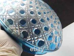 Vintage Blue Crystal Glass Lamp Shade Diamants Pierreries Baccarat