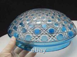 Vintage Blue Crystal Glass Lamp Shade Diamants Pierreries Baccarat