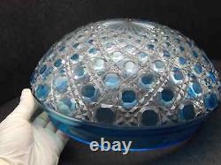 Vintage Blue Crystal Glass Lamp Shade Diamants Pierreries Baccarat