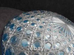 Vintage Blue Crystal Glass Lamp Shade Diamants Pierreries Baccarat