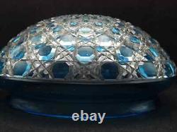 Vintage Blue Crystal Glass Lamp Shade Diamants Pierreries Baccarat