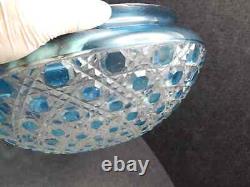 Vintage Blue Crystal Glass Lamp Shade Diamants Pierreries Baccarat