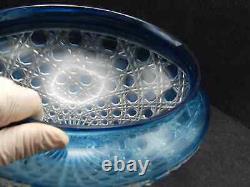 Vintage Blue Crystal Glass Lamp Shade Diamants Pierreries Baccarat