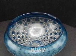 Vintage Blue Crystal Glass Lamp Shade Diamants Pierreries Baccarat