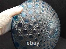 Vintage Blue Crystal Glass Lamp Shade Diamants Pierreries Baccarat