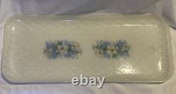 Vintage Blue Floral Bouquet Glass Rectangular Ceiling Light Shade 30.5 X 13.75