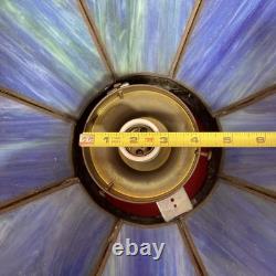 Vintage Blue Stain Glass Lamp Shade Slag Glass Tiffany Style D 22
