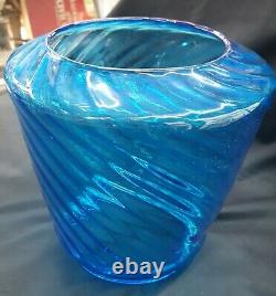 Vintage Blue Swirl Glass Lamp Shade Globe