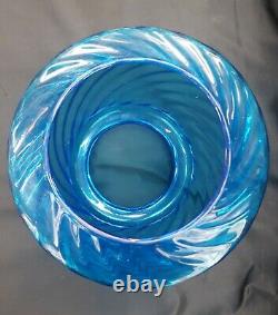 Vintage Blue Swirl Glass Lamp Shade Globe