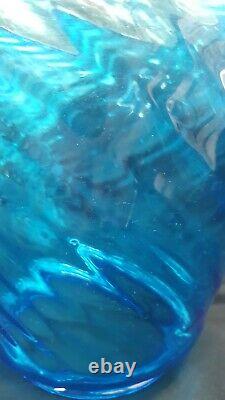 Vintage Blue Swirl Glass Lamp Shade Globe