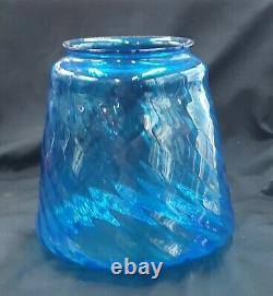 Vintage Blue Swirl Glass Lamp Shade Globe